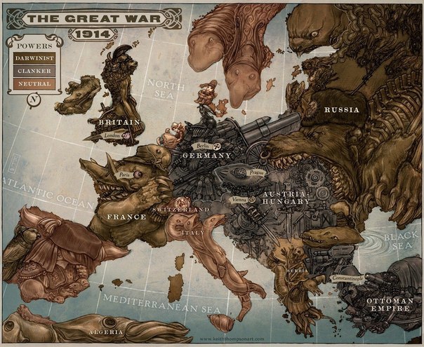 Аллегорическое изображание карты Европы накануне Первой 