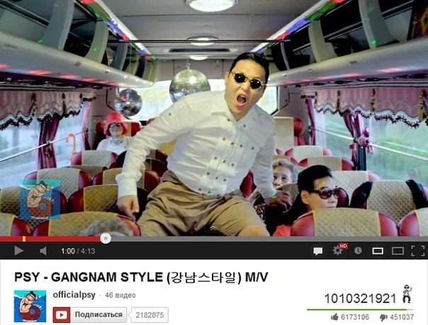 Клип «Gangnam Style» просмотрели миллиард раз.