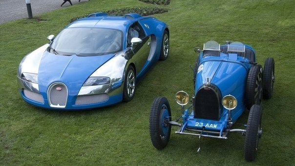 Внук и дед. Bugatti Veyron Centenaire (2009) &amp; Bugatti Type 35 (1924)
