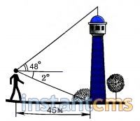 Дима находится на расстояние 45 метров от башни, высоту которой он хочет определить