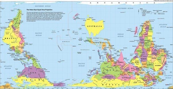Карта мира в австралии.
