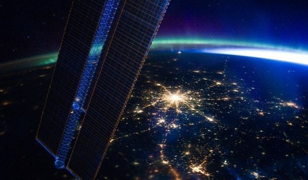 Москва ночью, вид с МКС