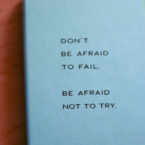 Не бойся, что не получится.Бойся, что не попробуешь.