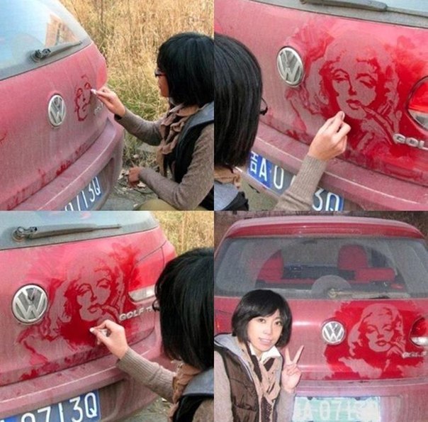 Рисунки на грязных машинах.
